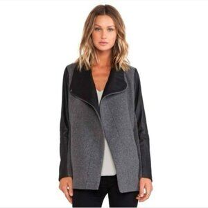 Theory Naomo Leather & Felt Wool Jacket Size Medium